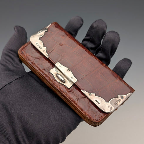 1907 年英國古董純銀裝飾小皮錢包零錢包靴子 Pure Drug Company